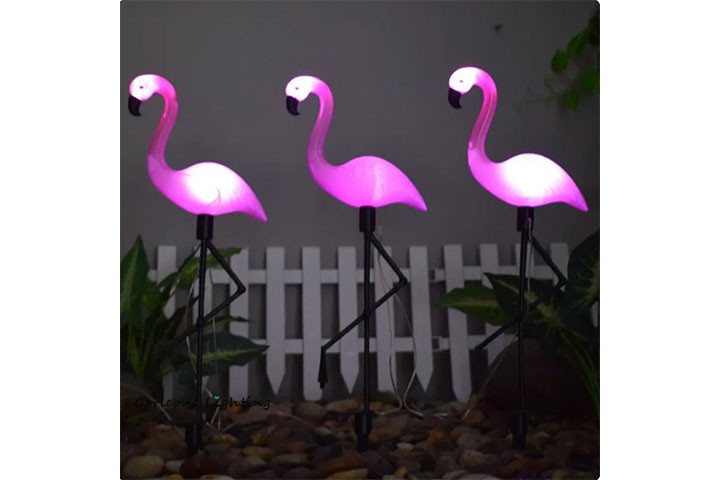 Oplev magien med vores 3-styks Flamingo Solcellelamper2 