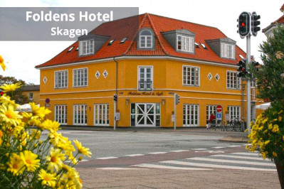 1 overnatning på Foldens Hotel i Skagen i dobbeltværelse for 2 personer samt 2 retters aftenmenu